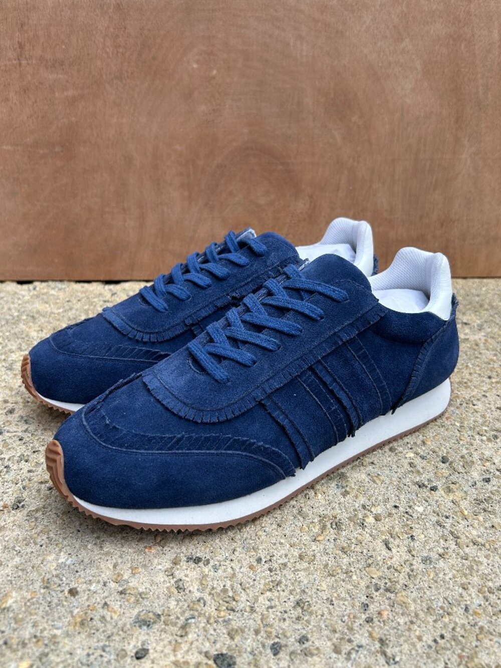 Charlotte Stone Dean Suede Fringe Sneakers in Indigo